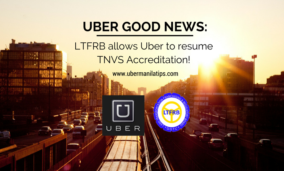 LTFRB allows Uber to resume TNVS Accreditation